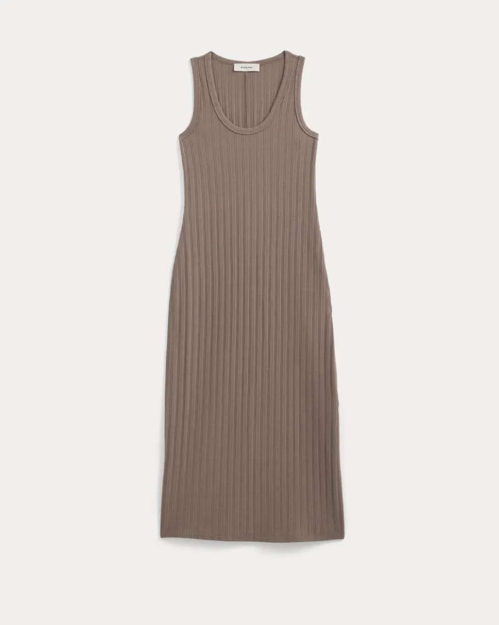 Scoop-Neck Midi Dress in Pointelle Knit