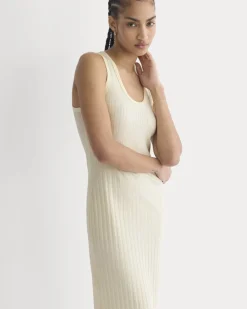 Scoop-Neck Midi Dress in Pointelle Knit