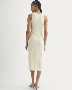 Scoop-Neck Midi Dress in Pointelle Knit