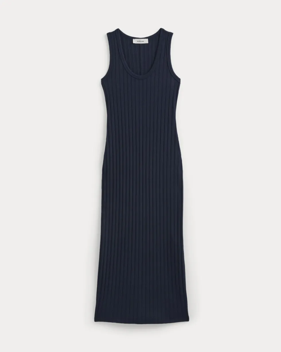 Scoop-Neck Midi Dress in Pointelle Knit