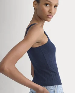 Scoop-Neck Tank in Pointelle