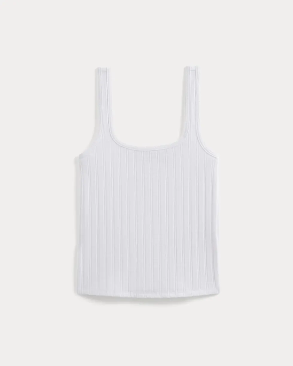 Scoop-Neck Tank in Pointelle