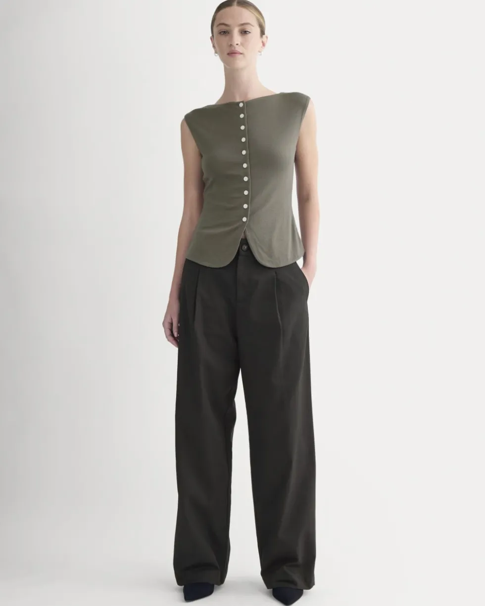 Sleeveless Button-Up in Butterluxe