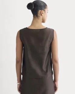 Sleeveless Top in Cotton-Silk Organza