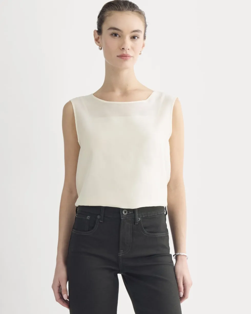 Sleeveless Top in Cotton-Silk Organza