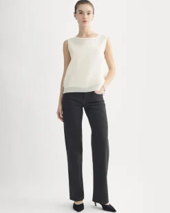 Sleeveless Top in Cotton-Silk Organza
