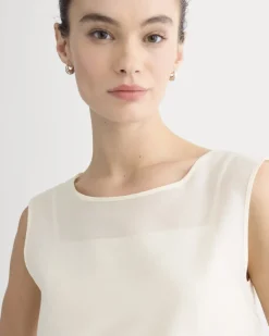 Sleeveless Top in Cotton-Silk Organza