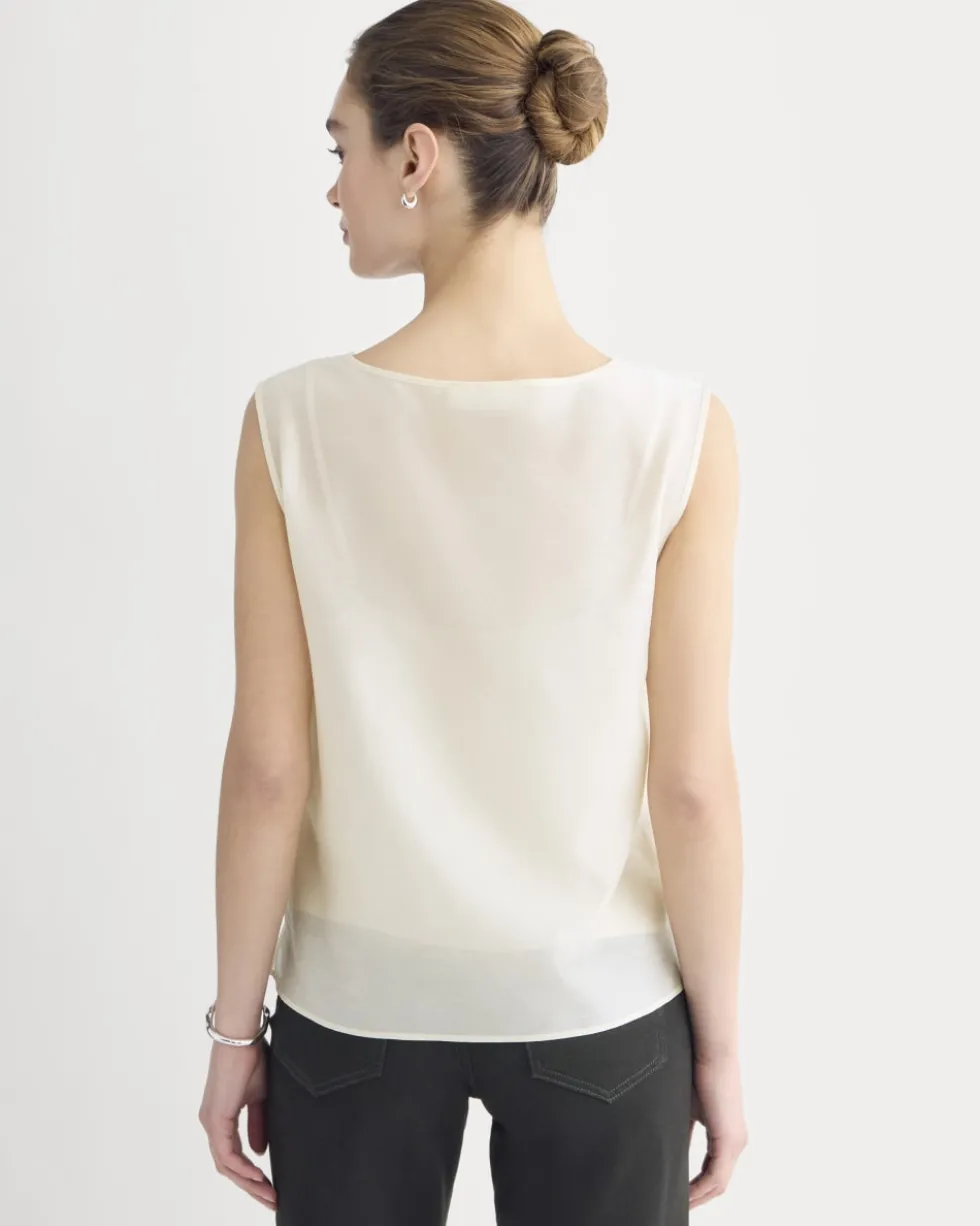 Sleeveless Top in Cotton-Silk Organza