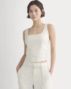 Square Tank in Stretch Linen