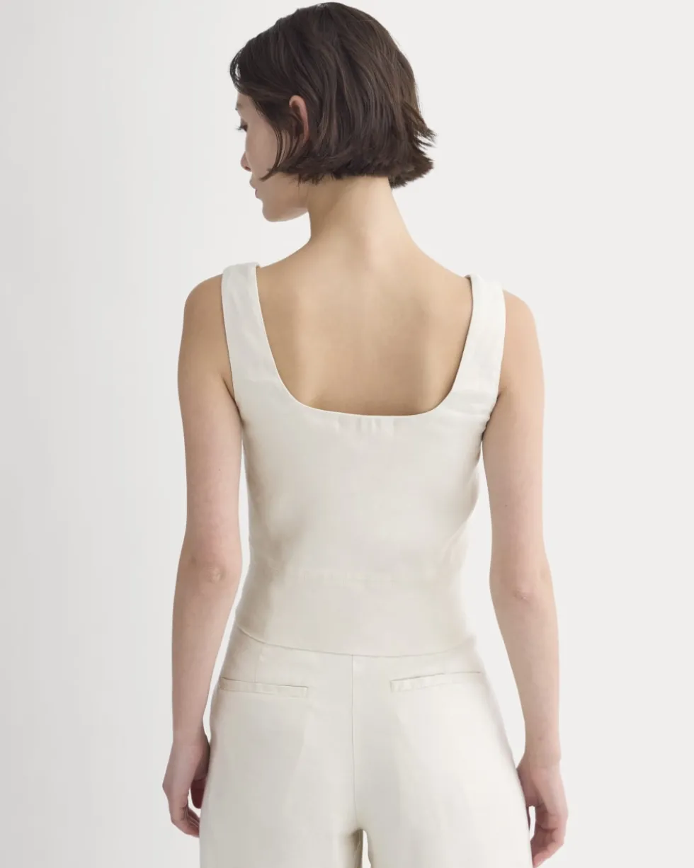 Square Tank in Stretch Linen