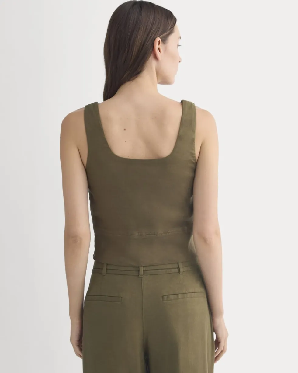 Square Tank in Stretch Linen