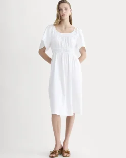 The Flutter-Sleeve Dress in Stretch Linen