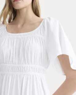 The Flutter-Sleeve Dress in Stretch Linen