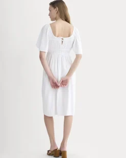 The Flutter-Sleeve Dress in Stretch Linen