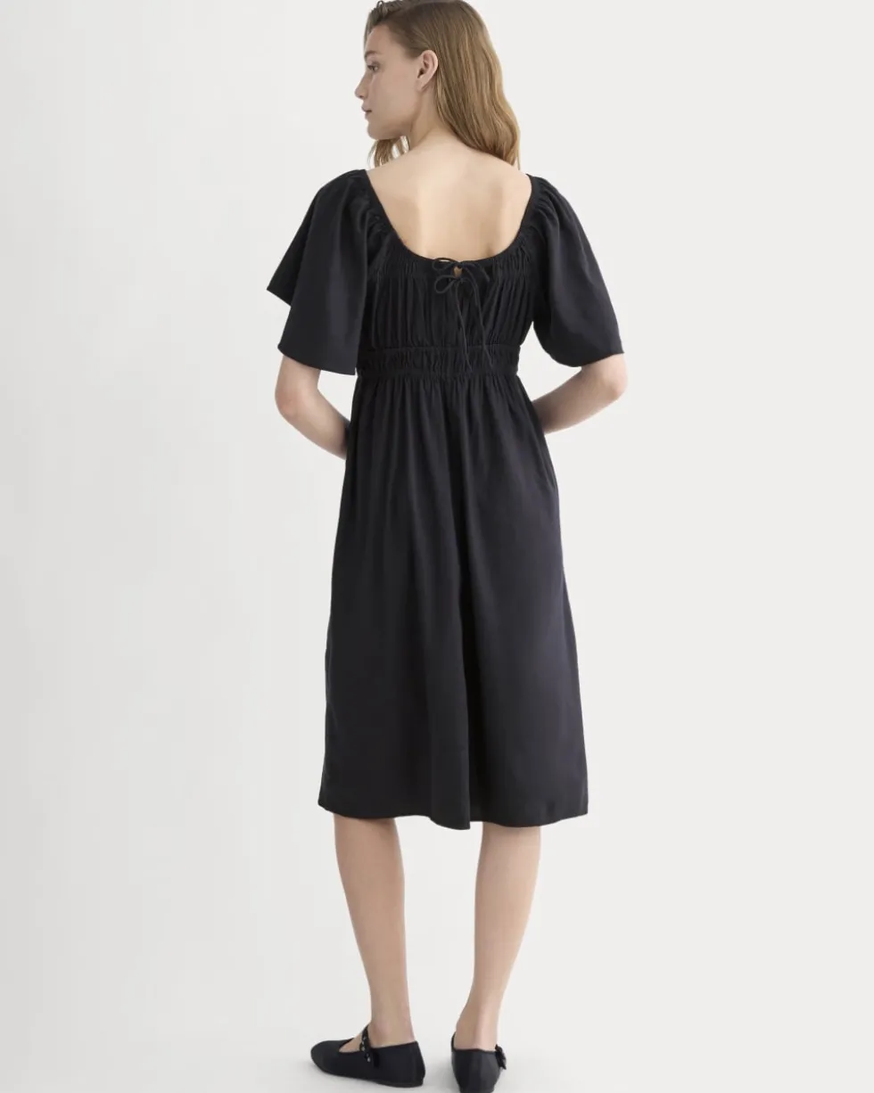 The Flutter-Sleeve Dress in Stretch Linen