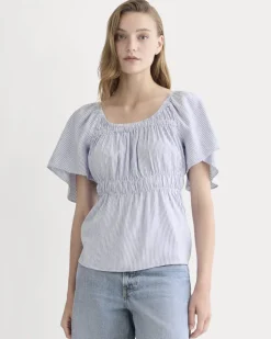 The Flutter-Sleeve Top in Stretch Linen