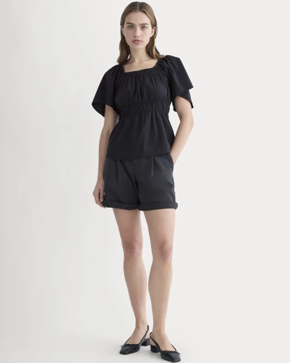 The Flutter-Sleeve Top in Stretch Linen