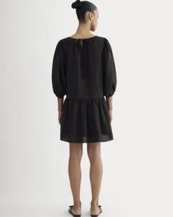 The Gauze Puff-Sleeve Mini Dress