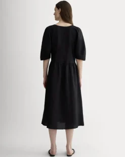 The Linen Oversized Puff-Sleeve Dress