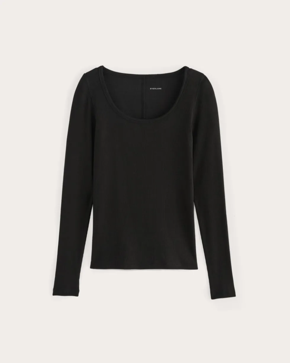 The Luxe Rib Long-Sleeve Scoop-Neck Tee