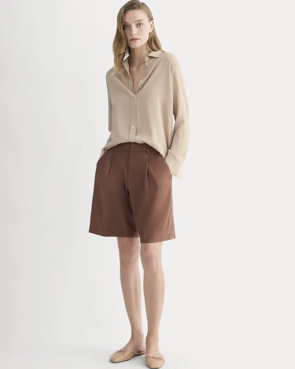The Pleated Short in Stretch Linen