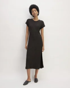 The Rib-Knit Cap-Sleeve Midi Dress