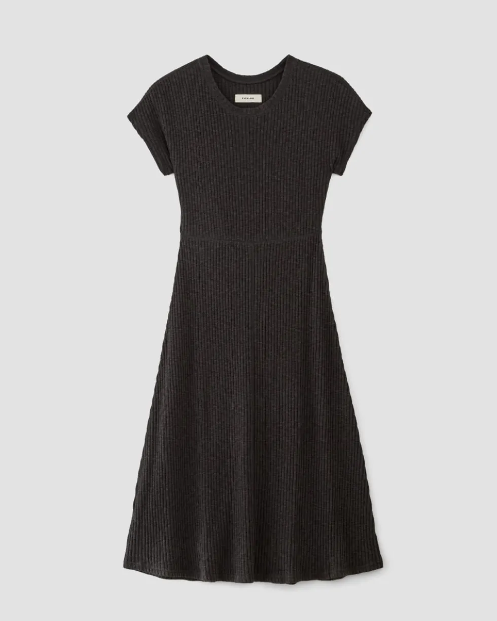 The Rib-Knit Cap-Sleeve Midi Dress
