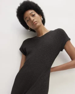The Rib-Knit Cap-Sleeve Midi Dress