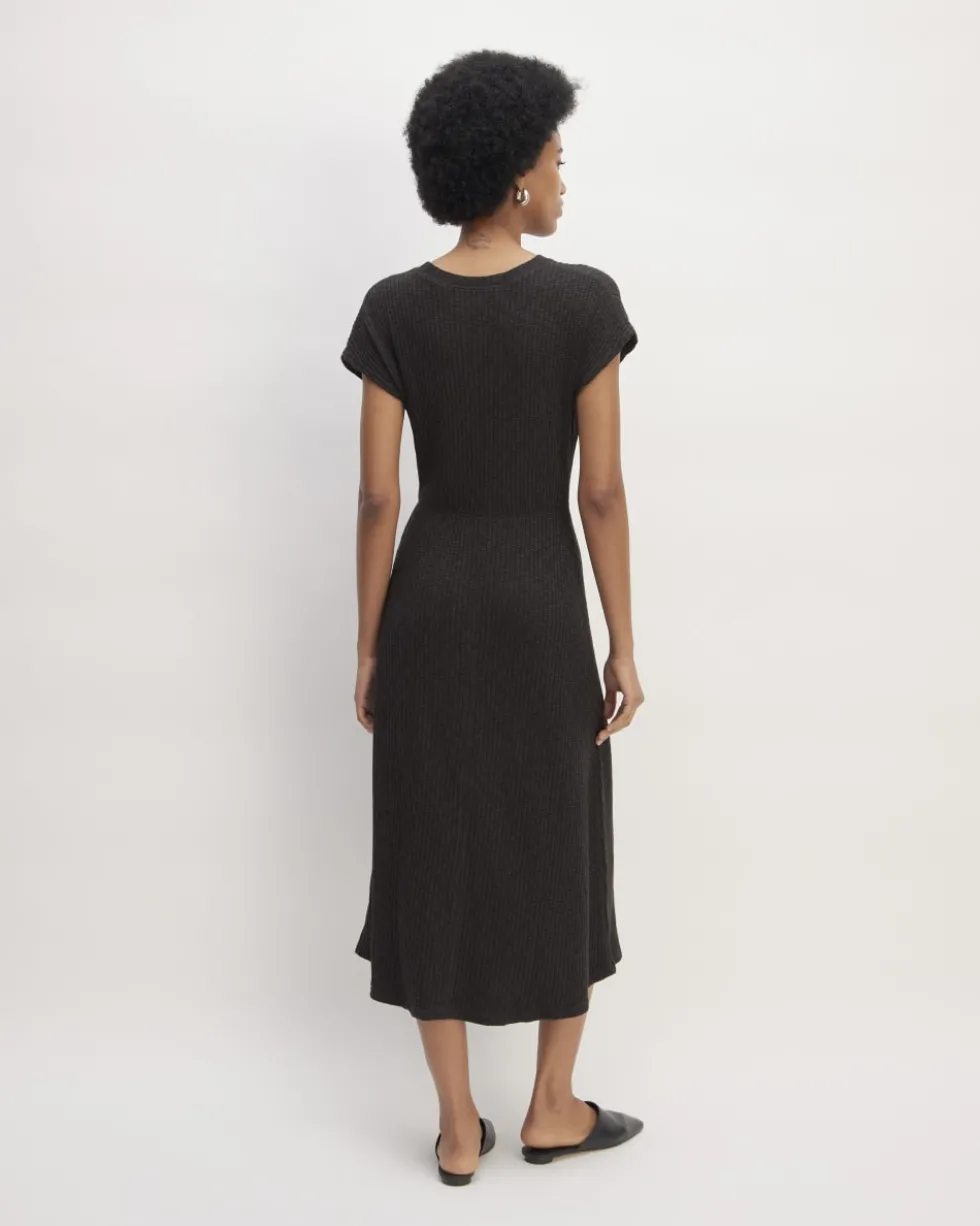 The Rib-Knit Cap-Sleeve Midi Dress