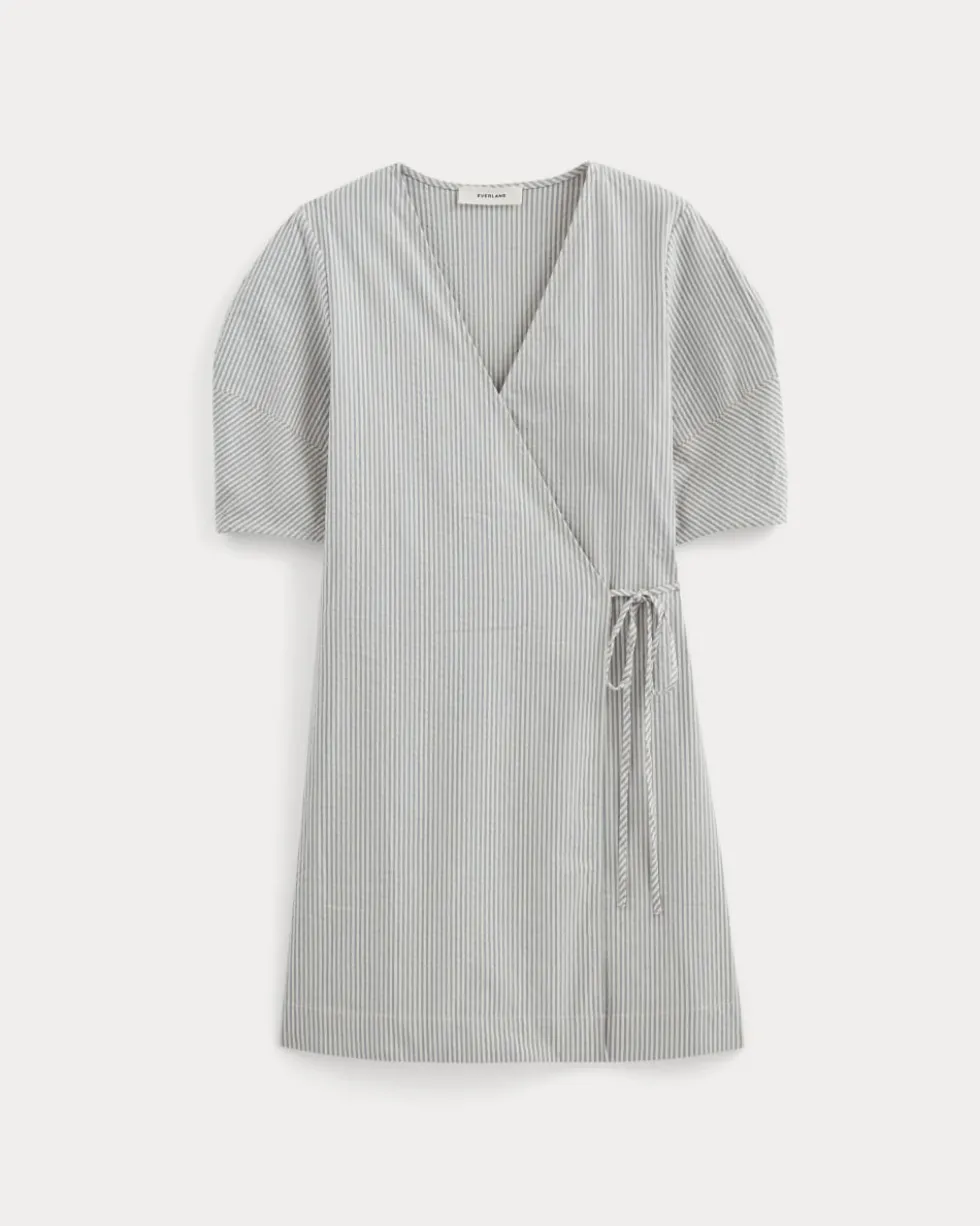 The Seersucker Mini Wrap Dress