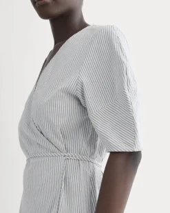 The Seersucker Mini Wrap Dress