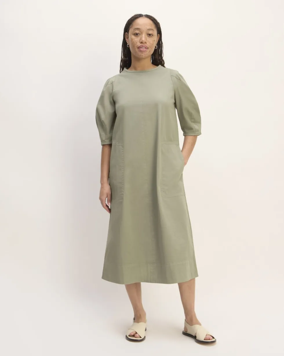 The Short-Sleeve Puff Midi Dress