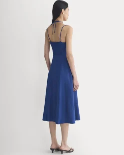 Tie-Neck Dress in Stretch Linen