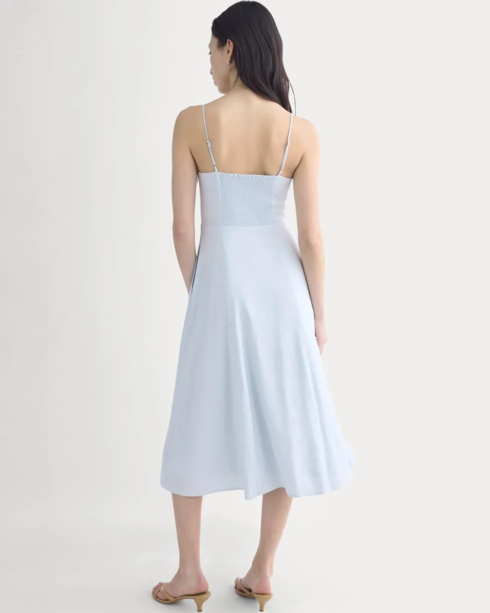 Tie-Neck Dress in Stretch Linen