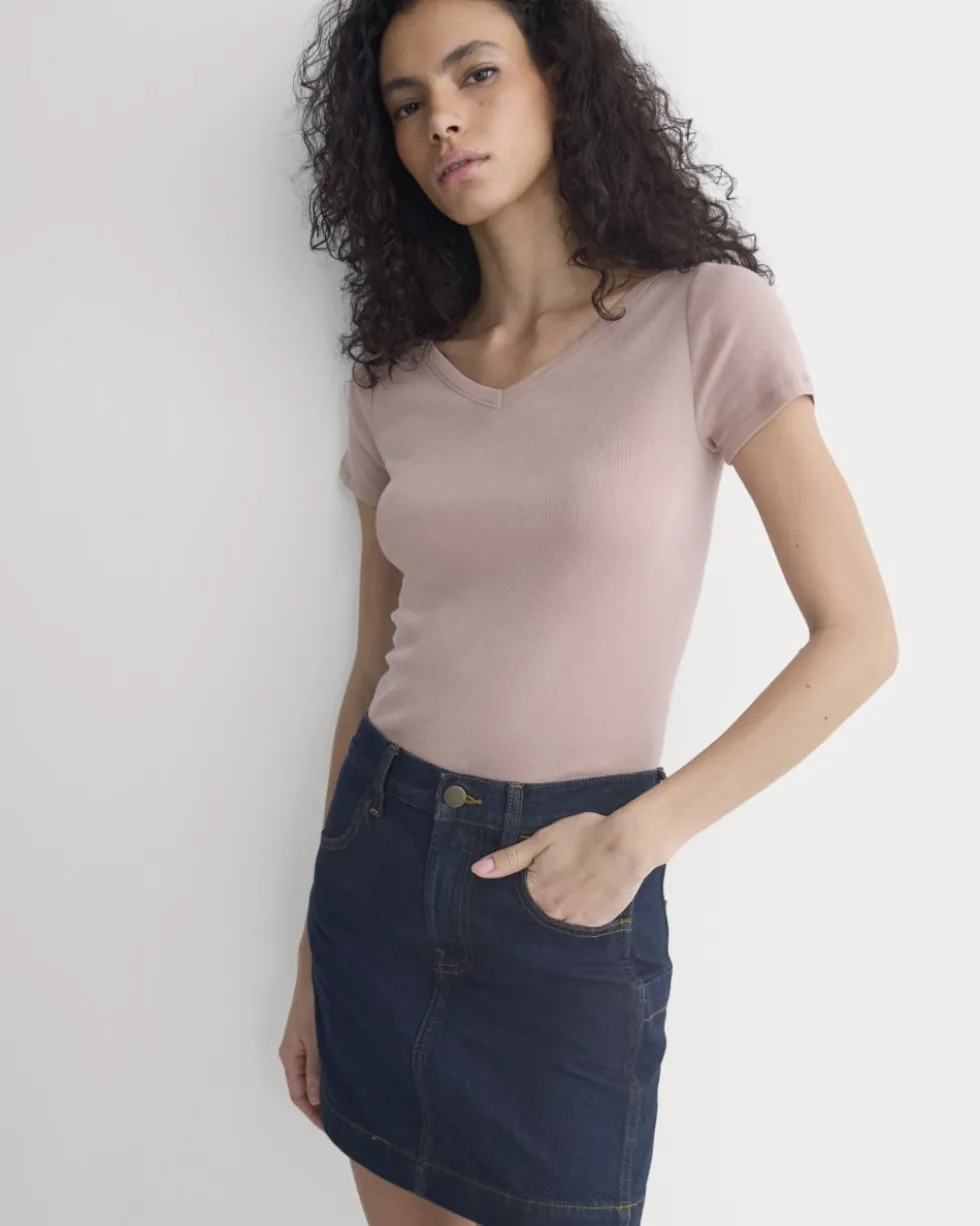 Tissue Short-Sleeve V-Neck Top
