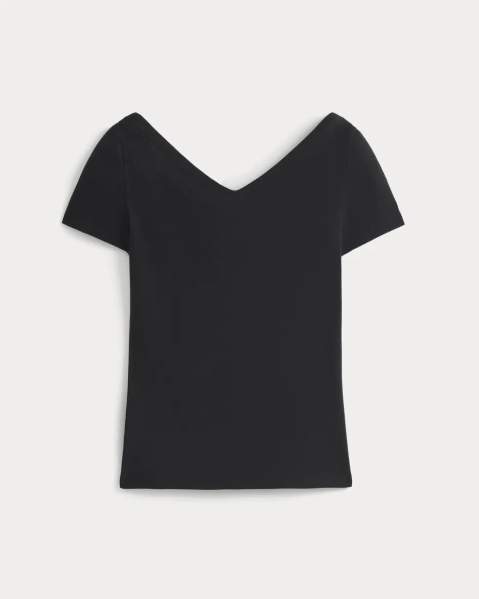 Tissue Short-Sleeve V-Neck Top