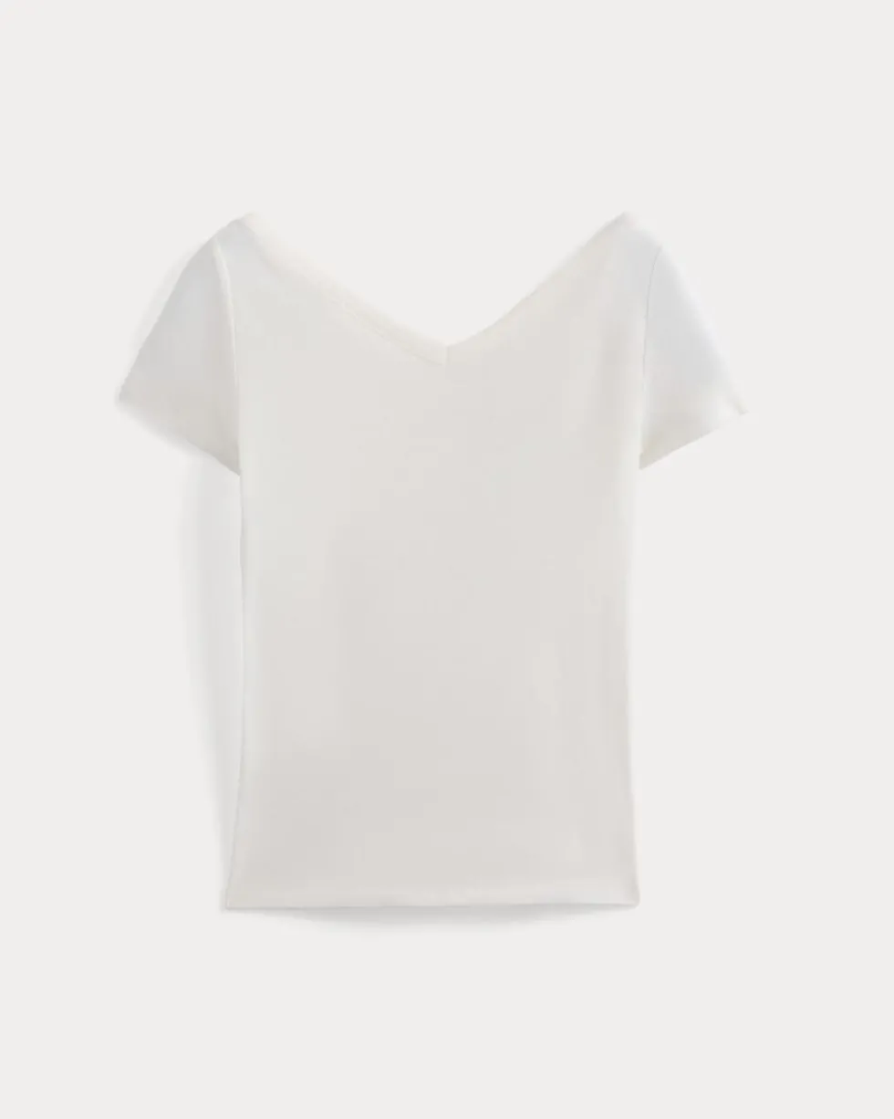 Tissue Short-Sleeve V-Neck Top