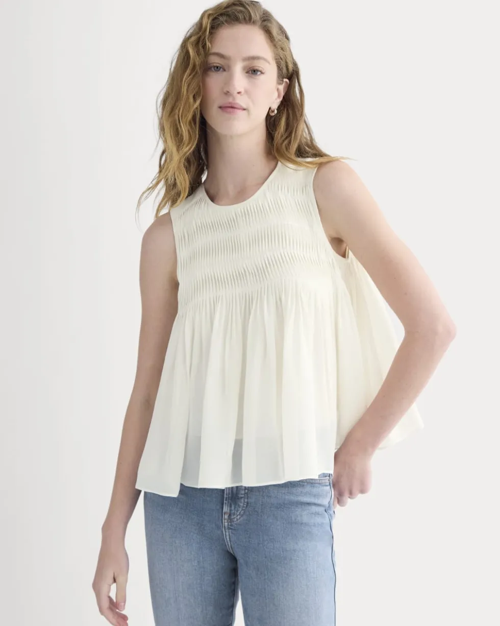 Twisted Pleat Tank in Silk Georgette