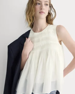 Twisted Pleat Tank in Silk Georgette