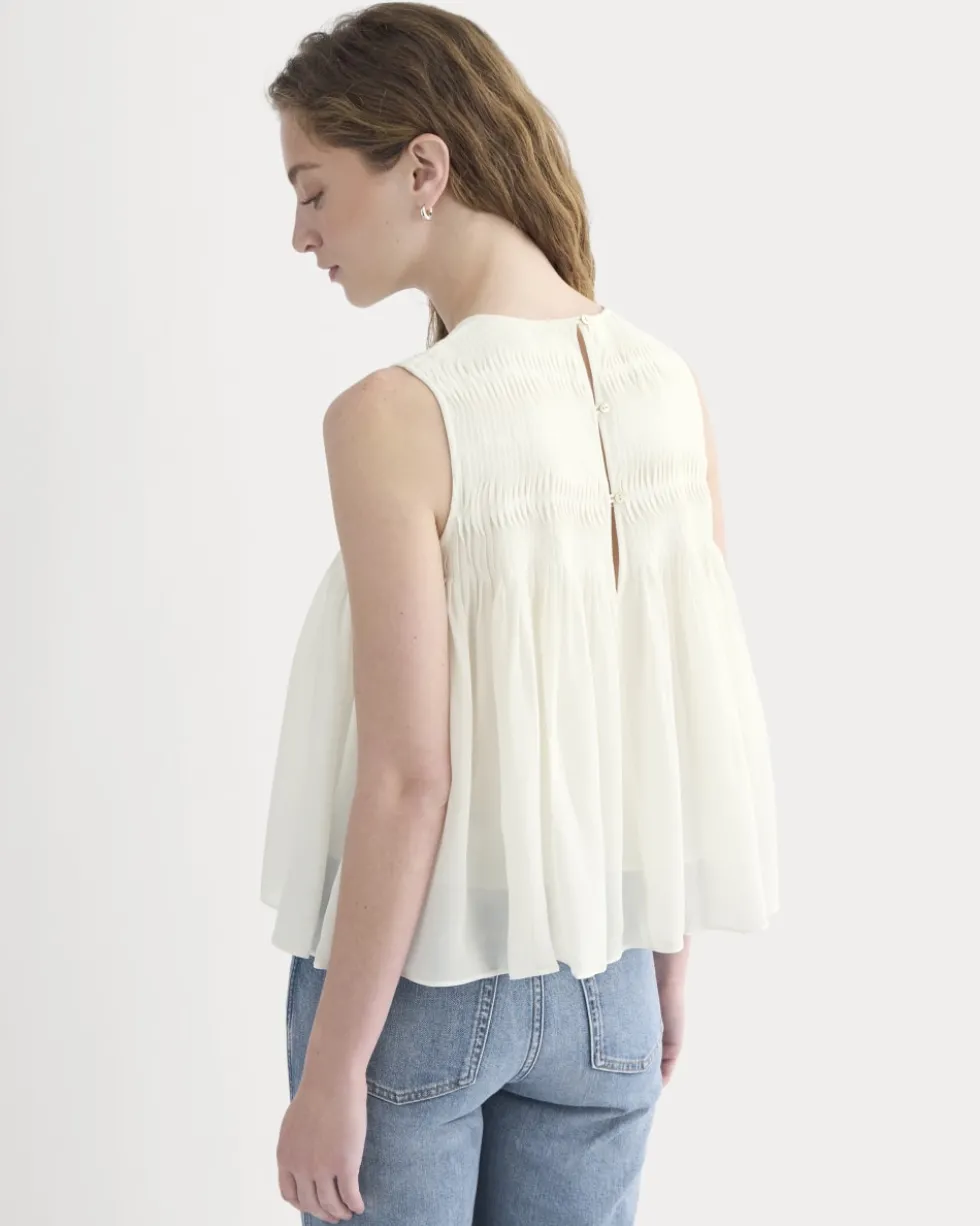 Twisted Pleat Tank in Silk Georgette