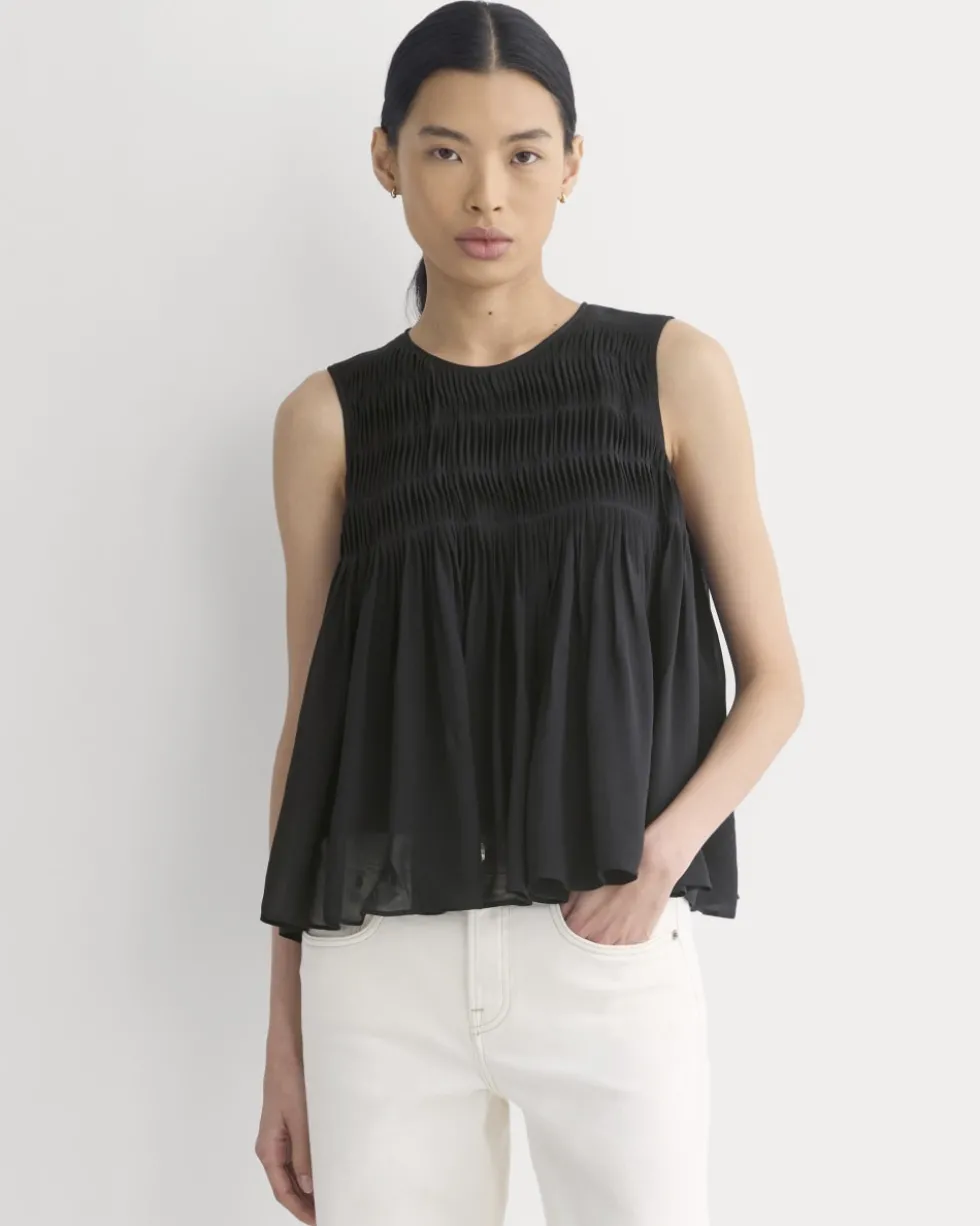 Twisted Pleat Tank in Silk Georgette