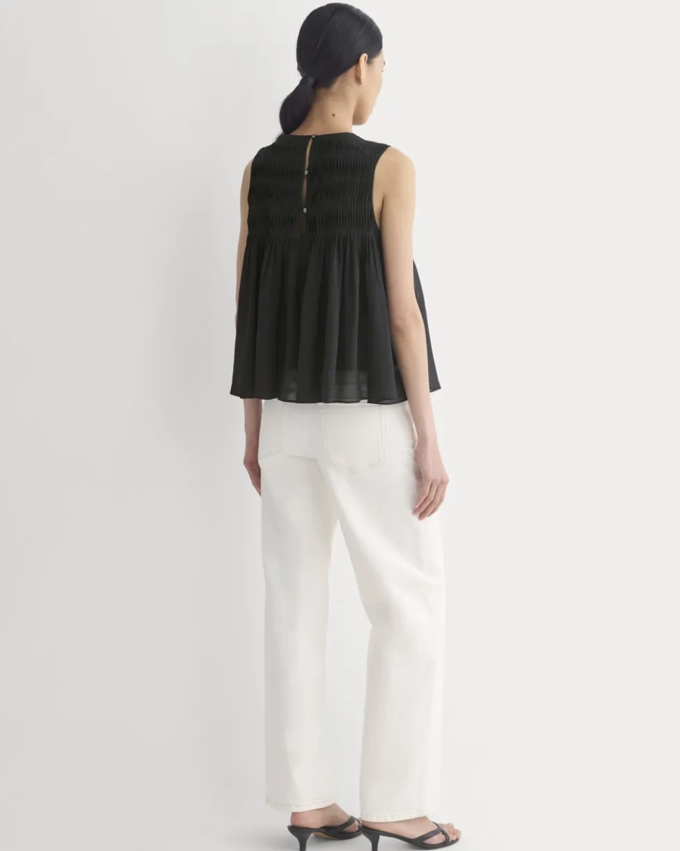 Twisted Pleat Tank in Silk Georgette