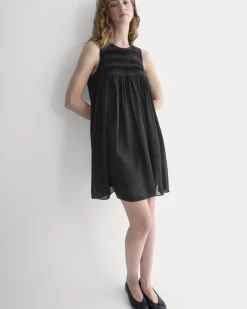Twisted Pleated Mini Dress in Silk Georgette