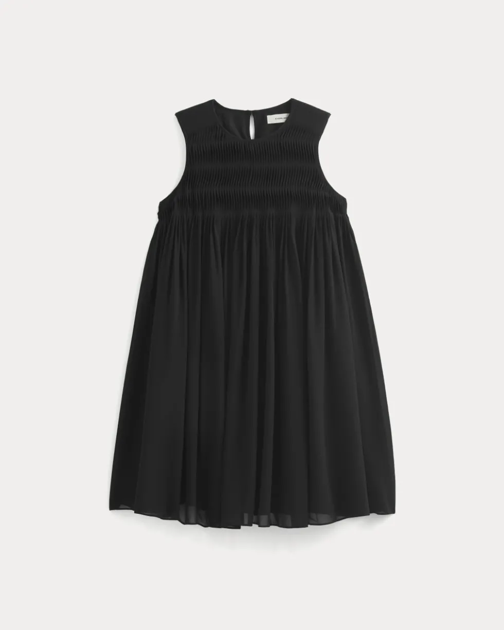 Twisted Pleated Mini Dress in Silk Georgette
