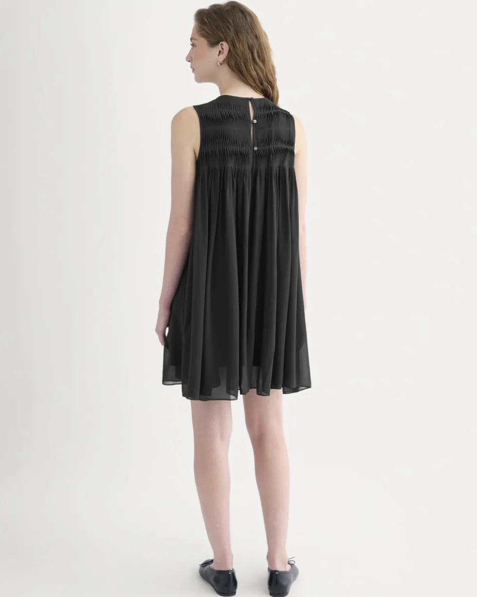 Twisted Pleated Mini Dress in Silk Georgette
