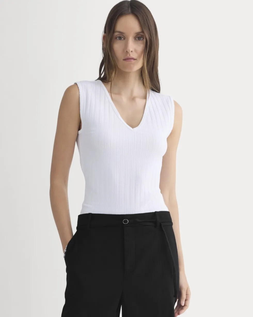 V-Neck Tank in Pointelle
