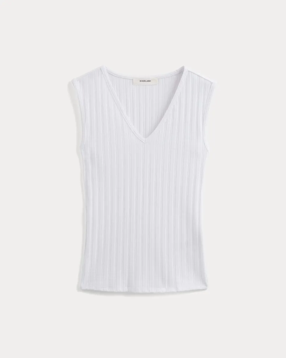 V-Neck Tank in Pointelle