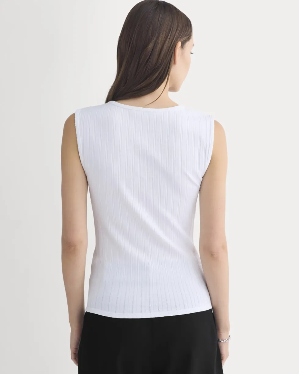V-Neck Tank in Pointelle