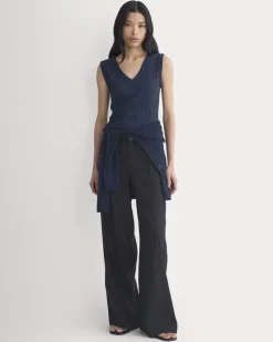 V-Neck Tank in Pointelle