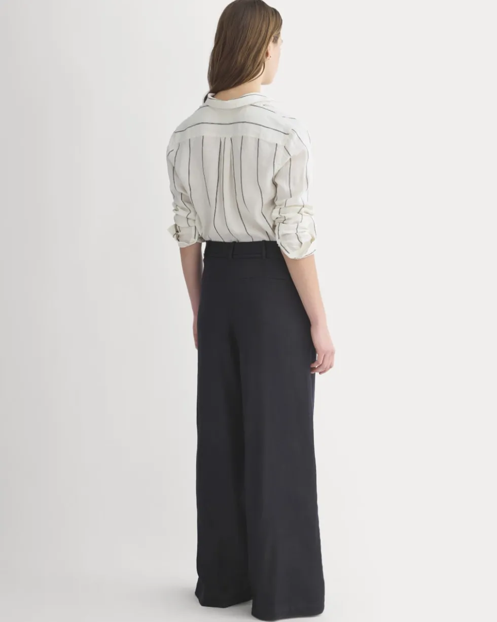 Wide-Leg Belted Pant in Stretch Linen